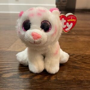 Ty Beanie Babies White and Pink Tiger Plush